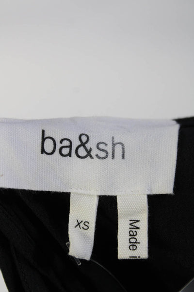 Ba&Sh Womens Ruched Cut-Out Short Sleeve Zipped Button Maxi Dress Black Size XS