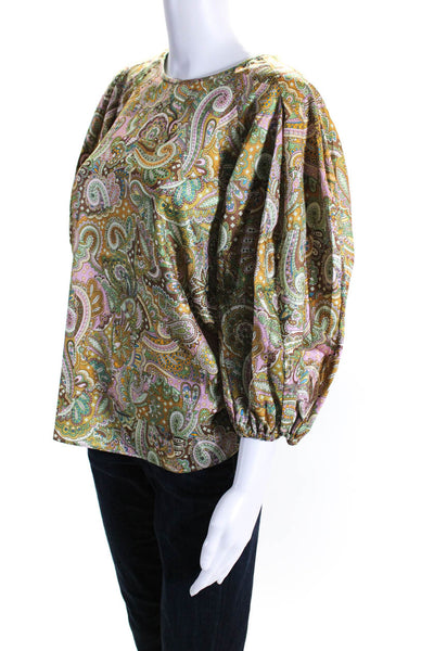 Current Air Womens Paisley Print Puffy Sleeves Blouse Multi Colored Size Medium