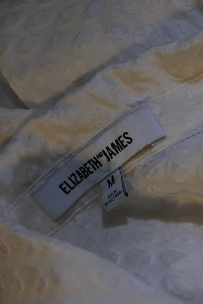 Elizabeth and James Womens Textured Button Down Blouse White Size Medium