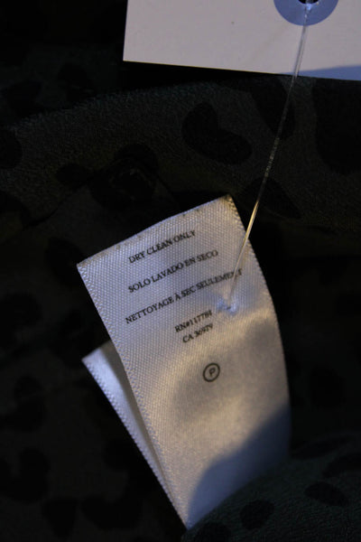 Rails Womens Silk Cheetah Print Button Down Blouse Olive Green Black Size Medium