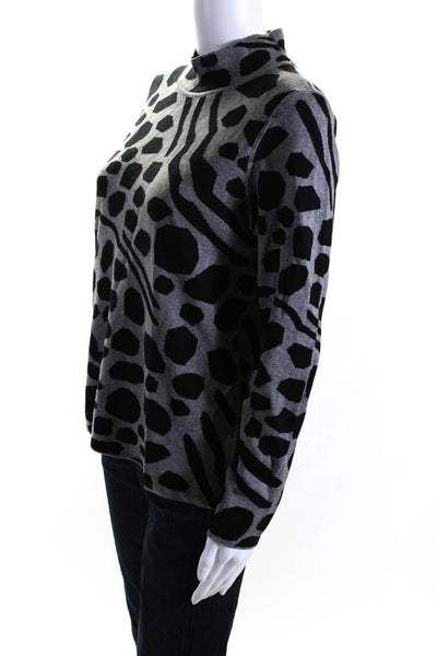 Edinburgh Knitwear Womens Turtleneck Sweater Gray Black Cotton Size Medium