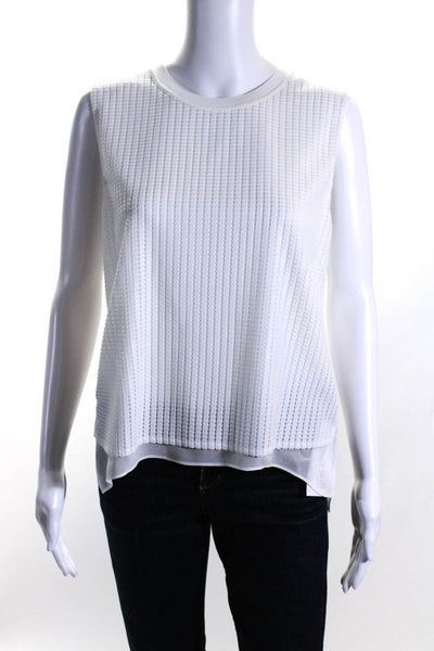 Vince Womens Textured Pullover Layered Tank Top White Size Medium