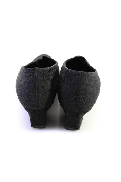 Robert Clergerie Womens Naomie Knit Almond Toe Kitten Heel Pumps Black Size 8