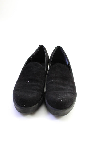 Robert Clergerie Womens Round Toe Suede Low Heel Loafers Black Size 8