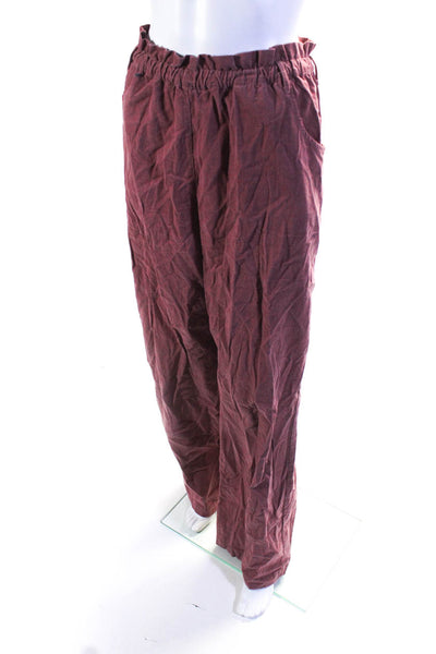 Xirena Womens Elastic Waist Ruffle Corduroy Wide Leg Pants Pink Size Extra Large