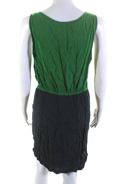 Edme & Esyllte Womens Color Block Crepe Sheath Dress Green Gray Size Large