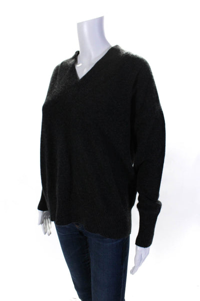 Minnie Rose Womens Cashmere Ribbed Long Sleeve Pullover Sweater Gray Size S
