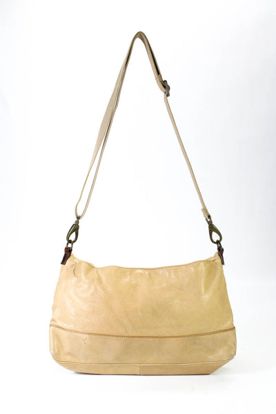 Cynthia Rowley Womens Leather Zipped Darted Shoulder Handbag Beige