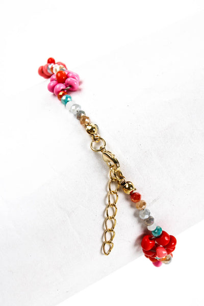 Adina's Jewels Womens Rainbow Flower Beaded Anklet - Multi-Color Size One Size