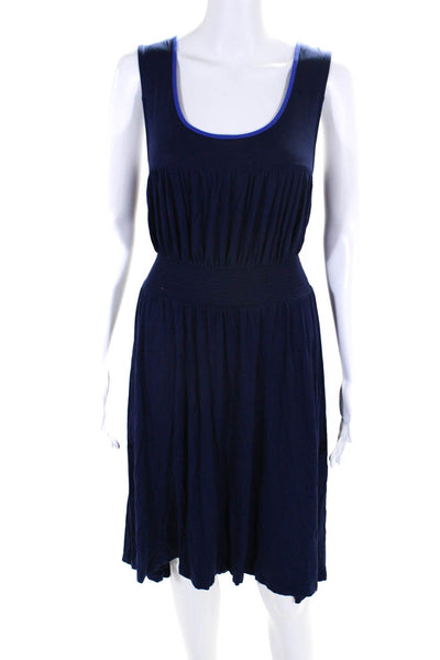 Girls From Savoy Womens Scoop Neck Jersey Midi A Line Dress Navy Size Large P