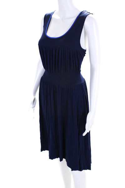 Girls From Savoy Womens Scoop Neck Jersey Midi A Line Dress Navy Size Large P