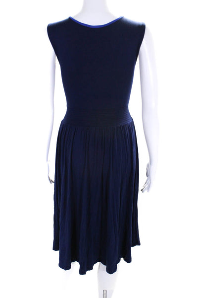 Girls From Savoy Womens Scoop Neck Jersey Midi A Line Dress Navy Size Large P