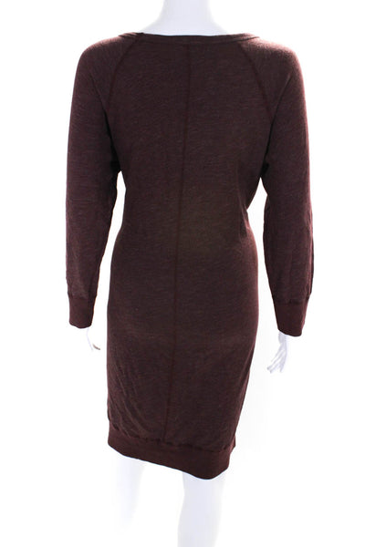 Standard James Perse Womens Long Sleeve Knit Terry Midi Dress Maroon Size 4