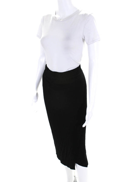 Eileen Fisher Womens Elastic Waist Jersey Midi Pencil Skirt Black Size Medium