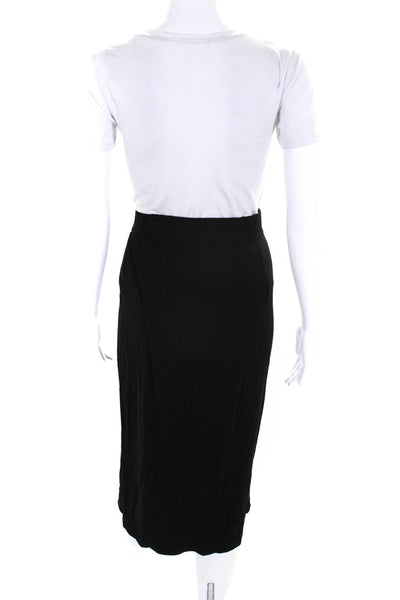 Eileen Fisher Womens Elastic Waist Jersey Midi Pencil Skirt Black Size Medium