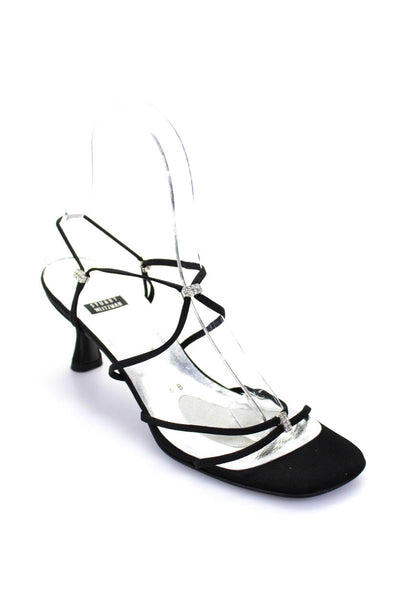 Stuart Weitzman Womens Jeweled Orion Strappy Sandal Heels Black Size 6 B