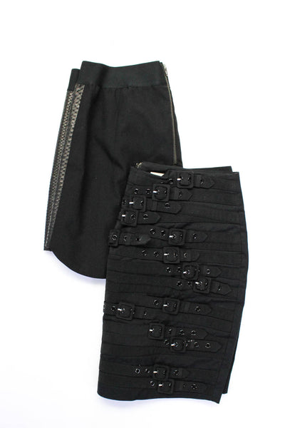 Madison Marcus Mason Womens Buckle Detail Zip Up Mini Skirt Black Size M 4 Lot 2