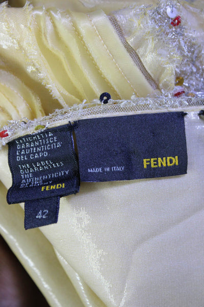 Fendi Womens Silk Sequined Strapless A Line 2008 Mini Underskirt Dress Yellow Si