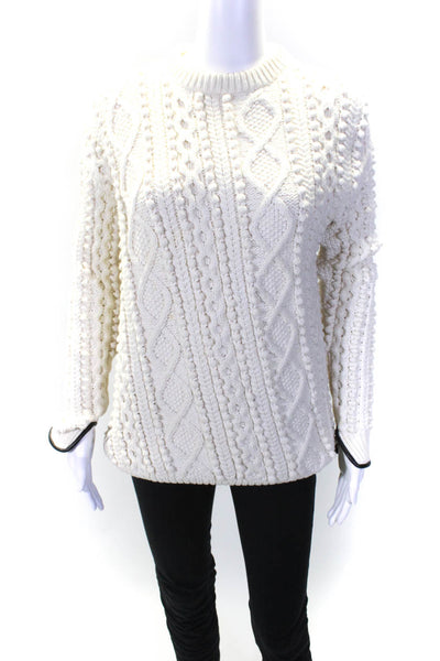3.1 Phillip Lim Womens Cotton Knitted Zipped Pullover Sweater White Size XS