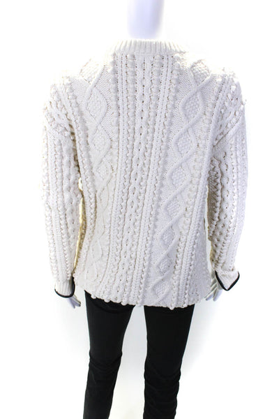 3.1 Phillip Lim Womens Cotton Knitted Zipped Pullover Sweater White Size XS