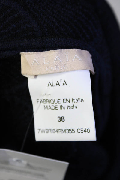 Alaia Womens Short Sleeves A Line Midi Dress Navy Blue Size EUR 38