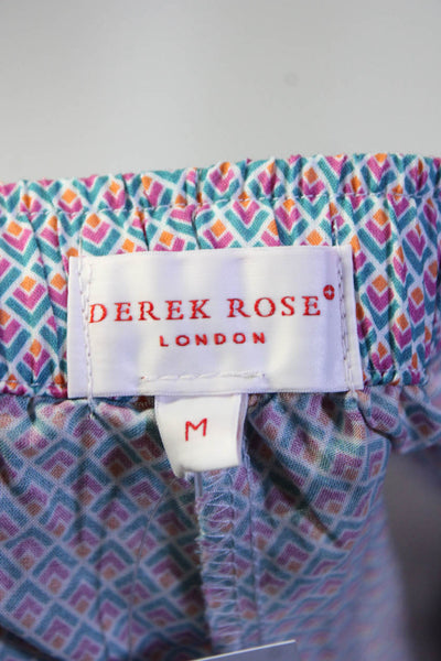 Derek Rose Womens Drawstring Geometric Pajama Pants White Blue Pink Size Medium