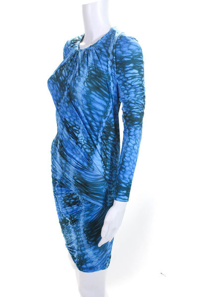 Torn by Ronny Kobo Womens Jersey Printed Long Sleeve Sheath Dress Blue Size XS