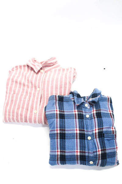 Madewell Womens Cotton Striped Plaid Buttoned Collar Tops Red Size XS 2XS Lot 2
