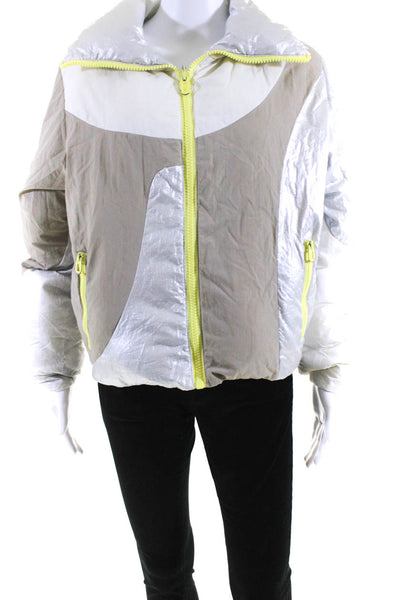 Dualist Womens Silver Multicolor Color Block Reversible Coat Jacket Size 4/6