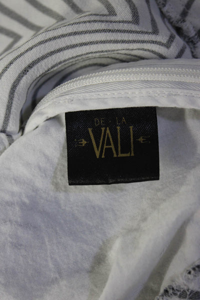 De La Vali Womens White Printed Drape Neck Puff Long Sleeve Blouse Top Size 10