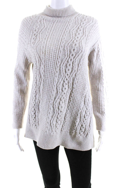 Vince Womens Beige Wool Cable Knit Turtleneck Pullover Sweater Top Size XS