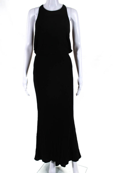 Badgley Mischka Womens Back Zip Sleeveless Crew Neck Long Dress Black Size 2