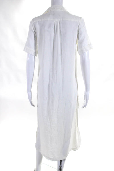 DL1961 Womens Button Front Side Slit Gauze Midi Shirt Dress White Size Small