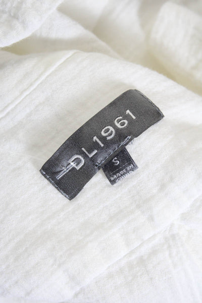 DL1961 Womens Button Front Side Slit Gauze Midi Shirt Dress White Size Small