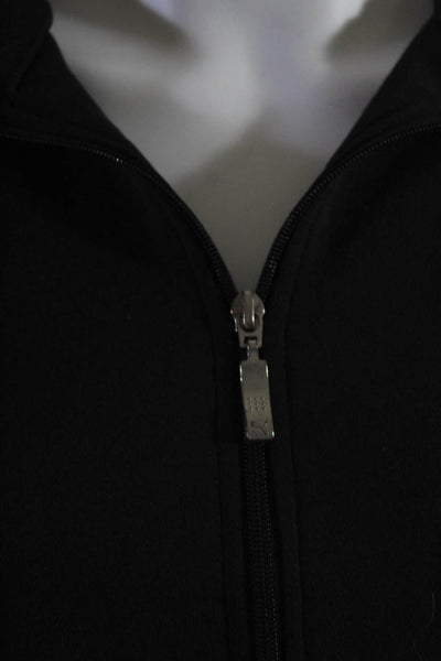 Puma Womens Front Zip Ribbed Mock Neck Logo Knit Jacket Black Size Small