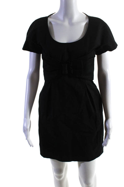 See by Chloe Womens Back Zip Short Sleeve Crew Neck Sheath Dress Black Size 6