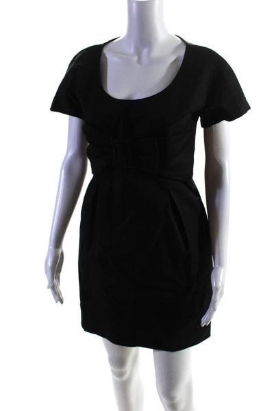 See by Chloe Womens Back Zip Short Sleeve Crew Neck Sheath Dress Black Size 6