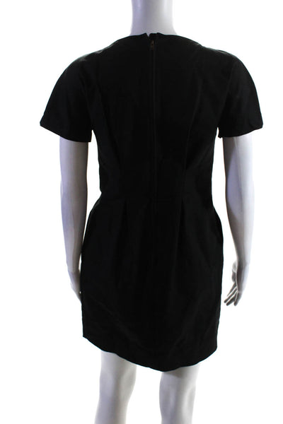 See by Chloe Womens Back Zip Short Sleeve Crew Neck Sheath Dress Black Size 6