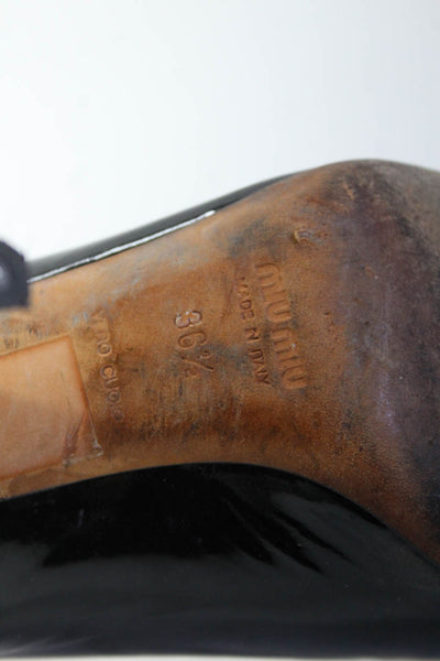 Miu Miu Womens Patent Leather Open Square Toe Pumps Black Size 36.5 6.5