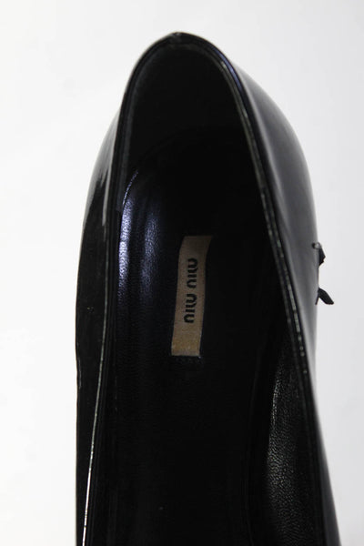 Miu Miu Womens Patent Leather Open Square Toe Pumps Black Size 36.5 6.5