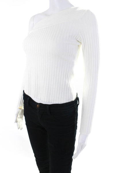 The Range Women's One Shoulder Ribbed Knit Top White Size S