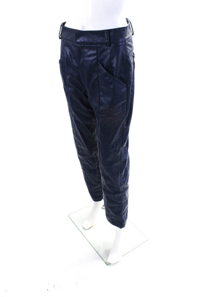 Ronny Kobo Collective Womens Blue Faux Leather Pants Size 6 15006849