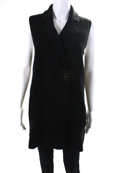 Autumn Cashmere Womens Notched Collar Cardigan Vest Black Size Extra Small