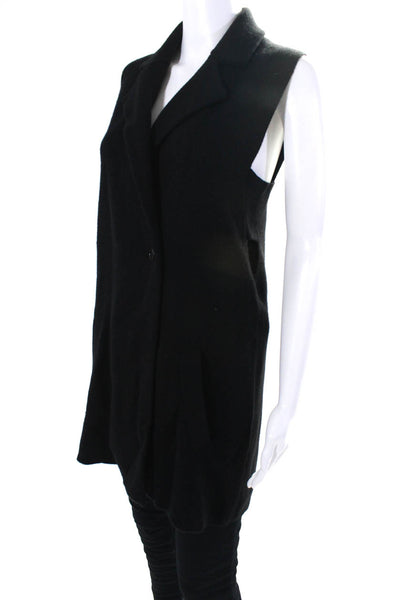 Autumn Cashmere Womens Notched Collar Cardigan Vest Black Size Extra Small