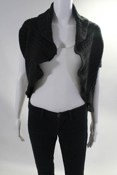 D. Exterior Womens Pointelle Cable Knit Shrug Cardigan Dark Gray Wool Size Small