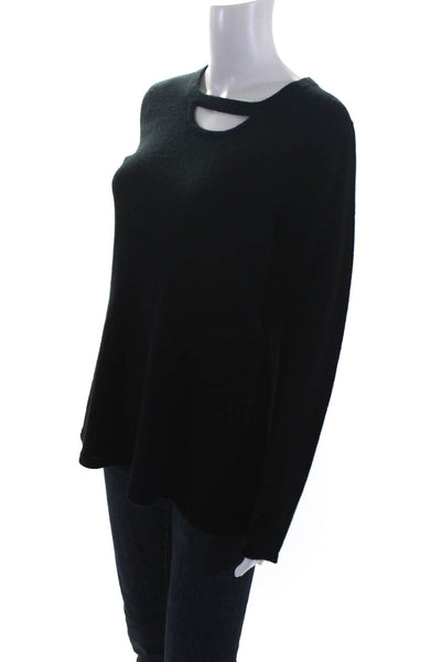 Cullen Womens Crew Neck Keyhole Pullover Sweater Black Cashmere Size Large