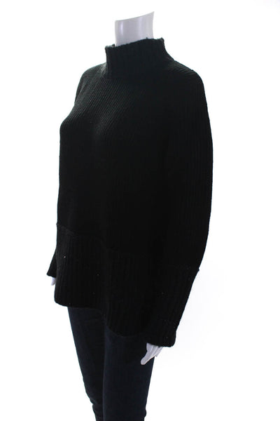 Repeat Womens Glitter Hem Turtleneck Pullover Sweater Black Size Medium