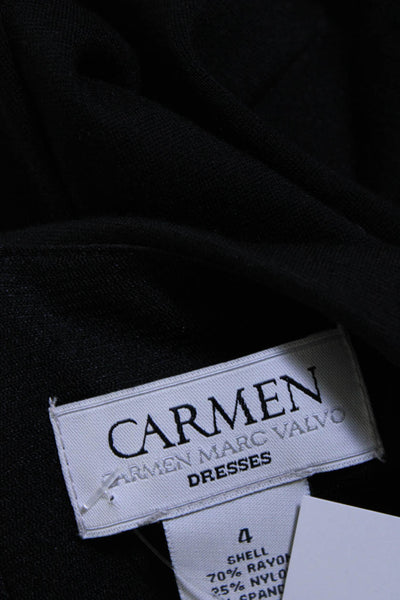 Carmen Carmen Marc Valvo Womens Black Grommet Long Sleeve Shift Dress Size 4