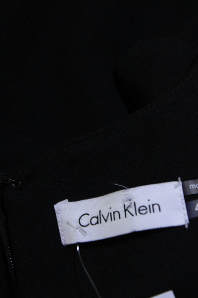Calvin Klein Womens Black Round Neck Zip Back Sleeveless Peplum Dress Size 4