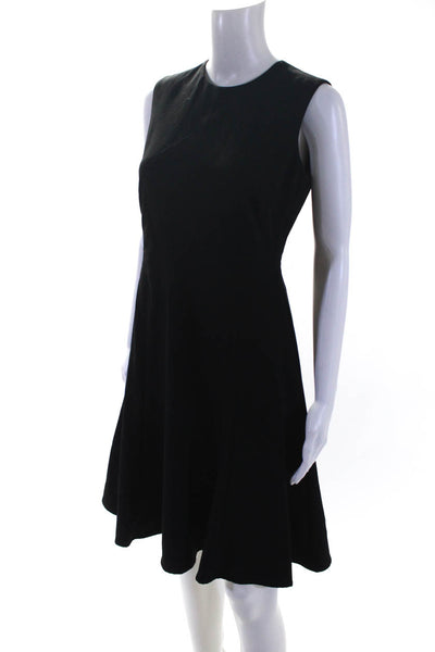 Calvin Klein Womens Black Crew Neck Drape Detail Fit & Flare Dress Size 2